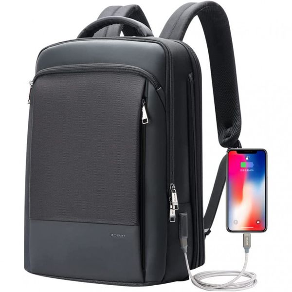 Mochila Anti Roubo para Multifuncional Masculino, BOPAI Travel Backpack for Men Business Laptop, Preto