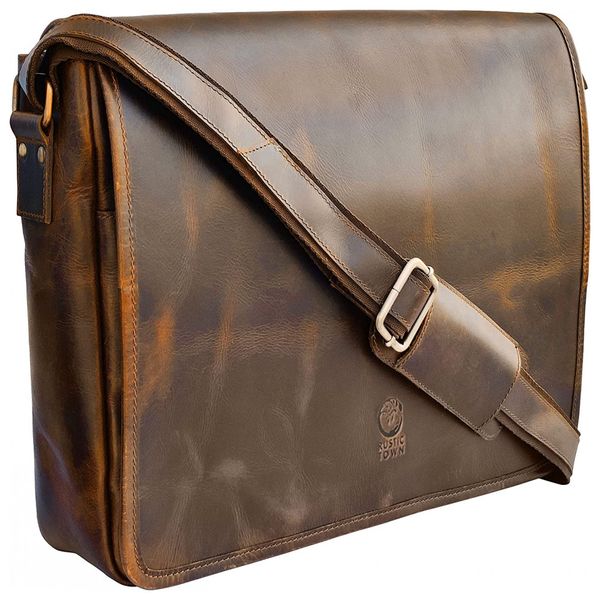 Bolsa, Pasta de Couro para Laptop Vintage, RUSTIC TOWN SFR151104ADN, Marrom