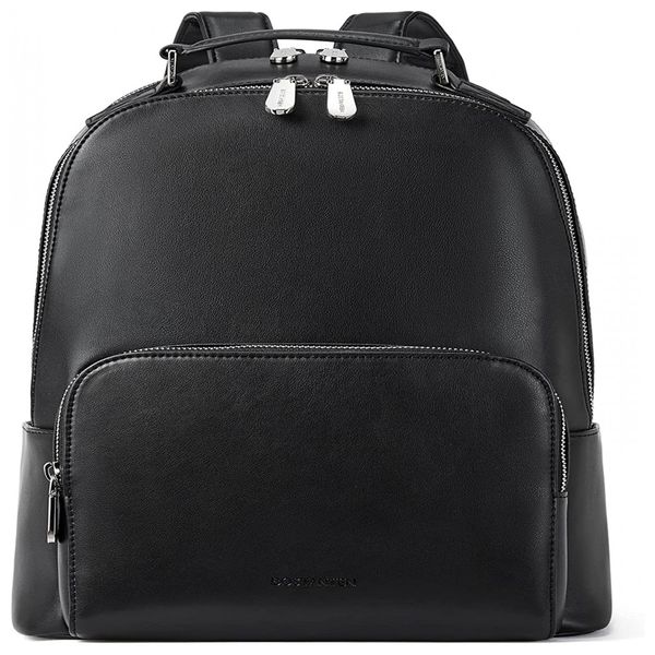 Mochila de Couro Universitária Feminina, BOSTANTEN, Preto