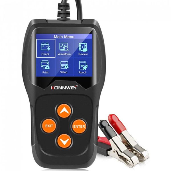 Scanner Automotivo Profissional para Bateria 100 2000 CCA, 12V, KONNWEI KW600 Car Battery Load Tester, Preto