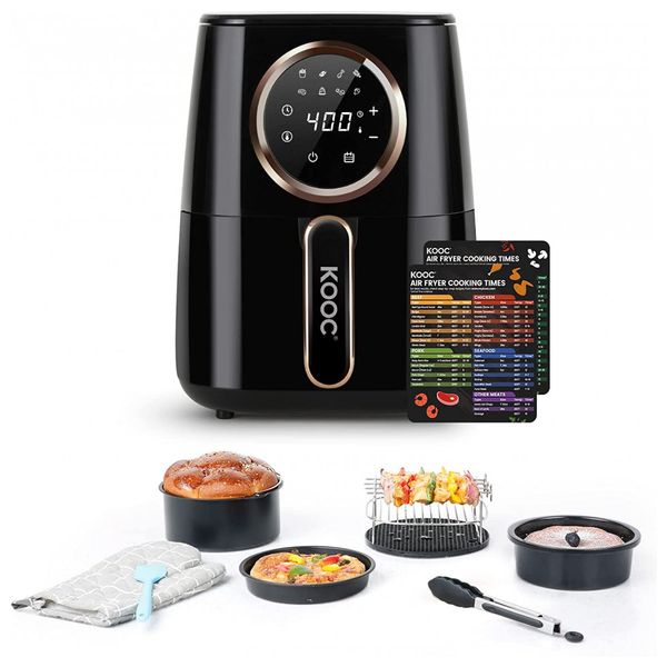 Fritadeira Elétrica AirFryer sem Óleo, Capacidade 4 L com Painel Digital, 1400W, 110v, KOOC, Preto