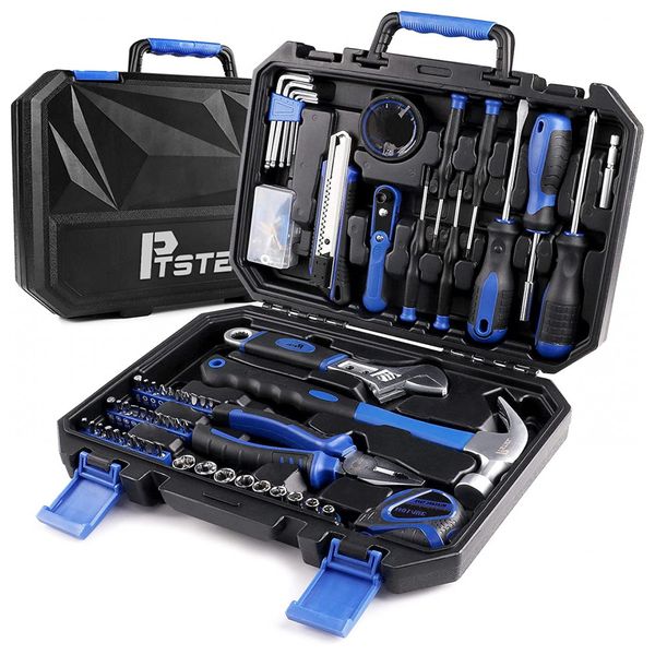 Kit de Ferramentas com Maleta de zenamento, 158 Peças, PTSTEL, Azul