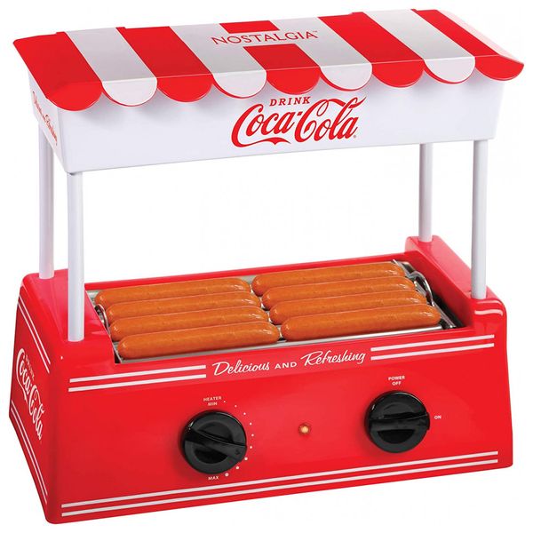 Máquina de Hot Dog Retrô Coca Cola, 6 Pães, Rolos Aço Inox, 280W, 110v, NOSTALGIA HDR8CK, Vermelho