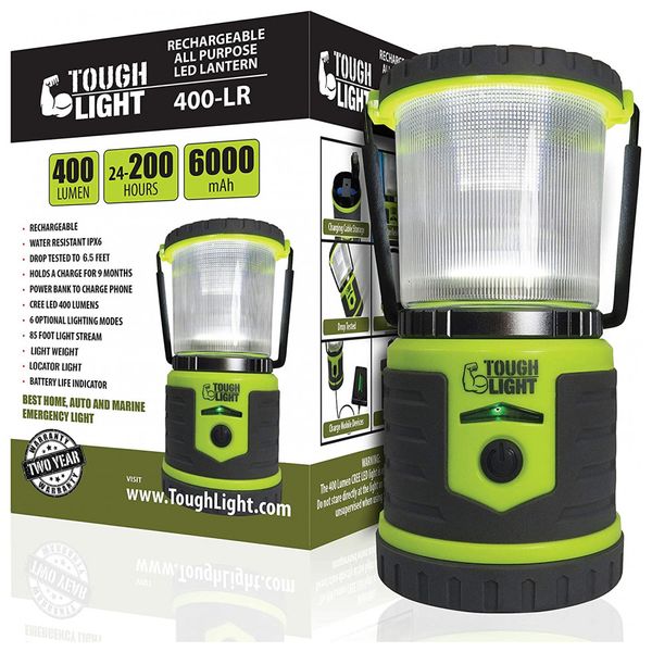Lanterna LED 400 Lúmens 2 Cabos Carregador USB Resistente à Água e Queda Classe Militar, TOUGH LIGHT, Verde Musgo