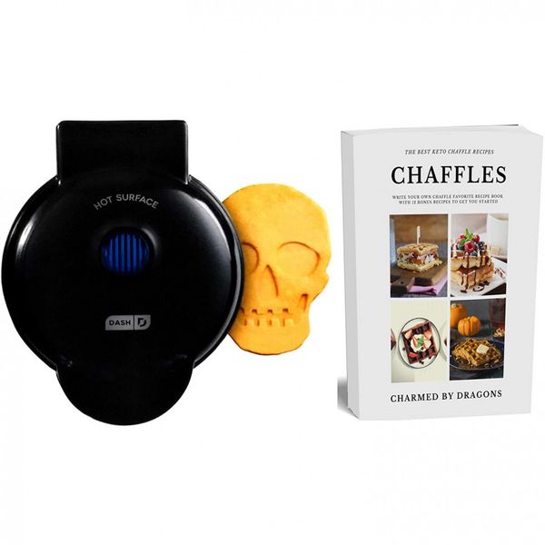 Máquina de Waffle Dash MINI, Antiaderente, 110v, CHARMED BY DRAGONS, Preto