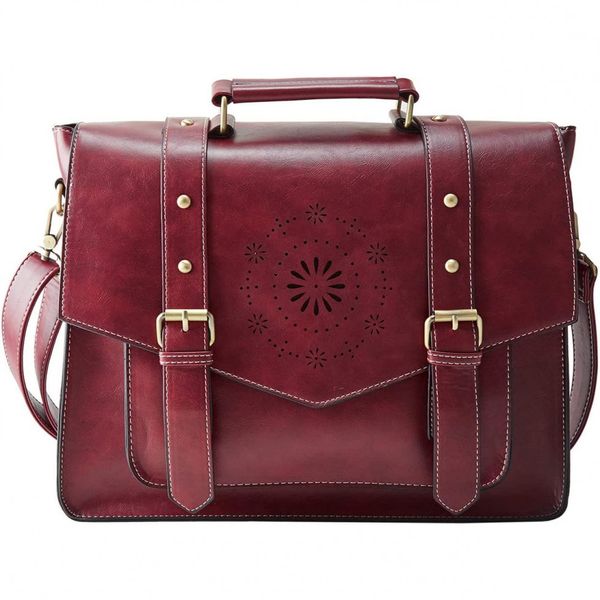 Bolsa, Pasta de Couro Vegano para Laptop Feminina, ECOSUSI ou012938021 FUS, Vermelho