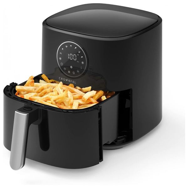 Fritadeira Elétrica AirFyer sem Óleo 5L com Painel Digital, 1500W, 110v, CROWNFUL A239, Preto