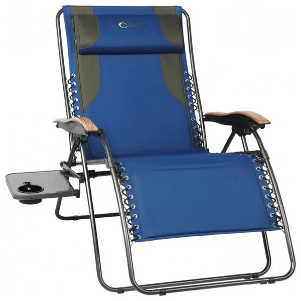 Cadeira Reclinável Extra Grande PORTAL com Encosto em Rede, Assento Acolchoado, Almofadas Ajustáveis e Porta-Copos, Suporta até 159 kg.