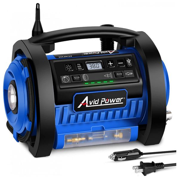 Compressor de Ar com Bateria Recarregável 20V 12V, 30PSI, AVID POWER ACAP322B, Azul
