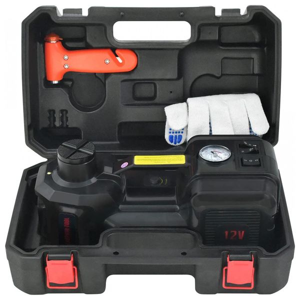 Macaco Elétrico Automotivo Hidráulico com Luz de LED, Suporta até 5 Toneladas, E HEELP TT01, Preto