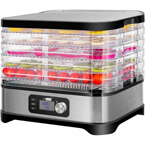 Desidratador de Alimentos, 5 Bandejas, e Transparente, 110v, VIVOHOME, Prateado