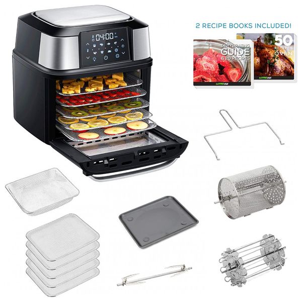 Desidratador de Alimentos Profissional AirFryer 5Trays 32 204C 1800W, GOWISE USA GW66100, Preto