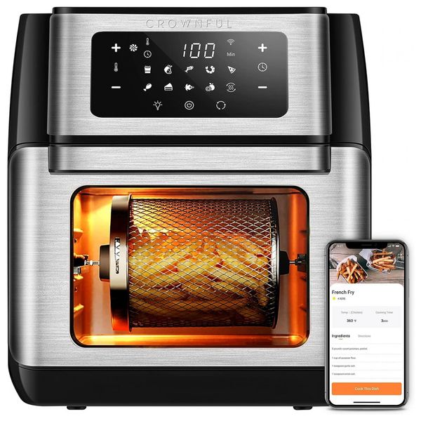 AirFryer 10 em 1, Com Desidratador, 10L Digital LCD, 110v, CROWNFUL TXG KK DT10L D, Preto