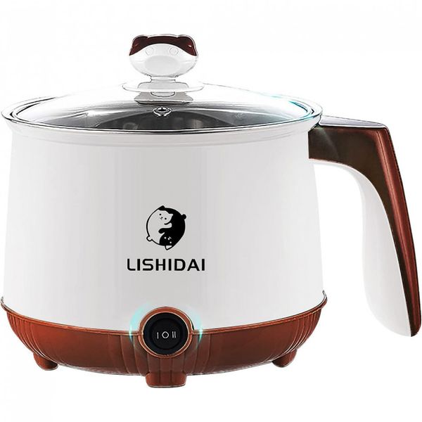LISHIDAI Panela Elétrica Multifuional 1,8L, com Controle de Temperatura, 600W, 110v, NC, Branco