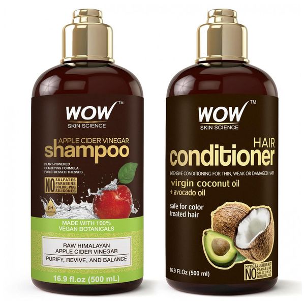 Shampoo e Condicionador Óleo de Coco e Abacate Virgem Reduz a Coceira Caspa e Frizz 500ml, BUYWOW B07HRNLW6V, Marrom Escuro