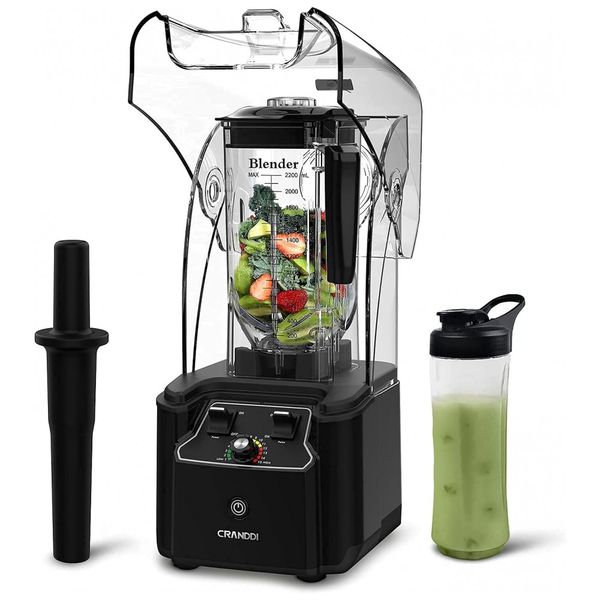 Liquidificador de Escudo Silencioso com Base de 2200W, CRANDDI KND K90 B New, Preto