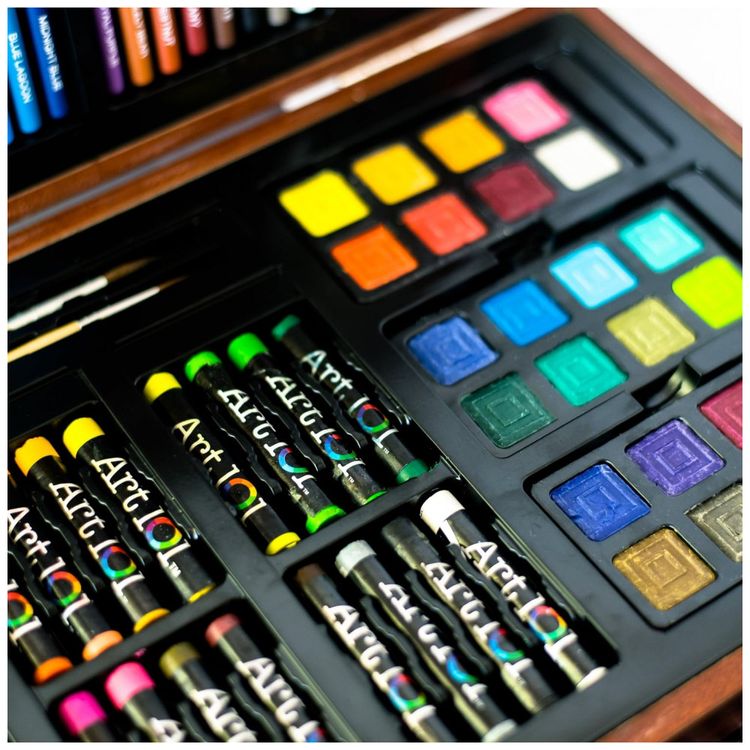 Art-101-Kit-Lapis-Profissionais-142-PCS-Maleta-de-Madeira-foto-3
