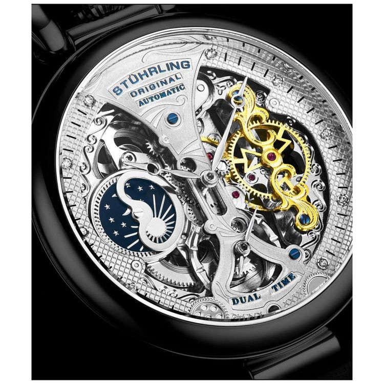 Relogio-Homem-Masc.Automatico-Couro-Dual-Time-AM-PM-Sol-foto-3