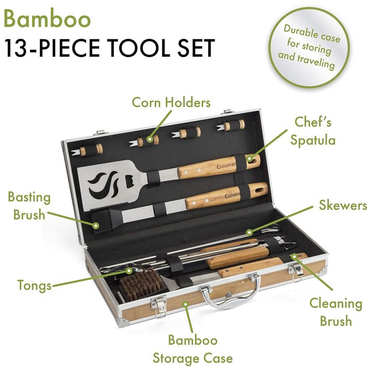 Kit-Estojo-Grill-Churrasco-de-Bambu-13-Pecas-CUISINART-CGS-foto-1