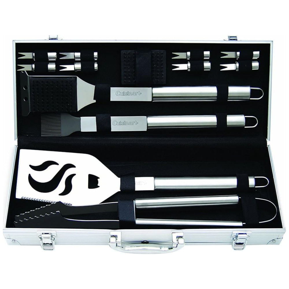 Acessório Luxo Espátula Grill, Churrasco Conjunto 14 Peças Aço Inox, CUISINART CGS 5014, Prateado