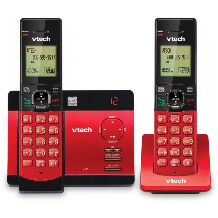 Dois-Telefones-Sem-Fio-Atendimento-Digital-VTECH-Vermelho-foto-0