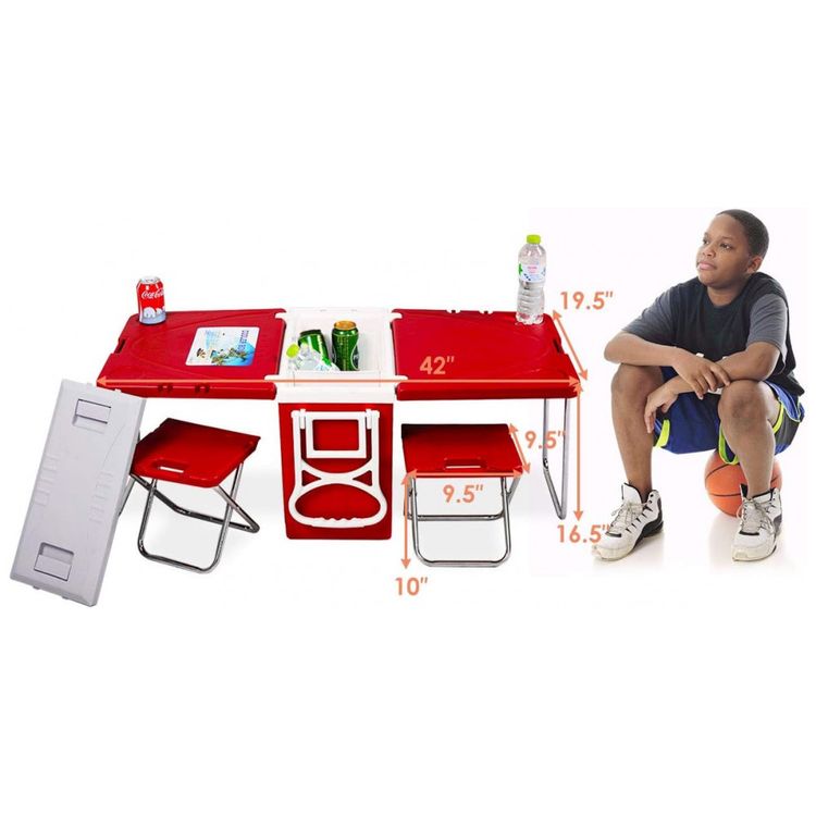 Multi-Funcao-Rolling-Cooler-Picnic-Camping-Outdoor-w-Mesa-e-foto-2