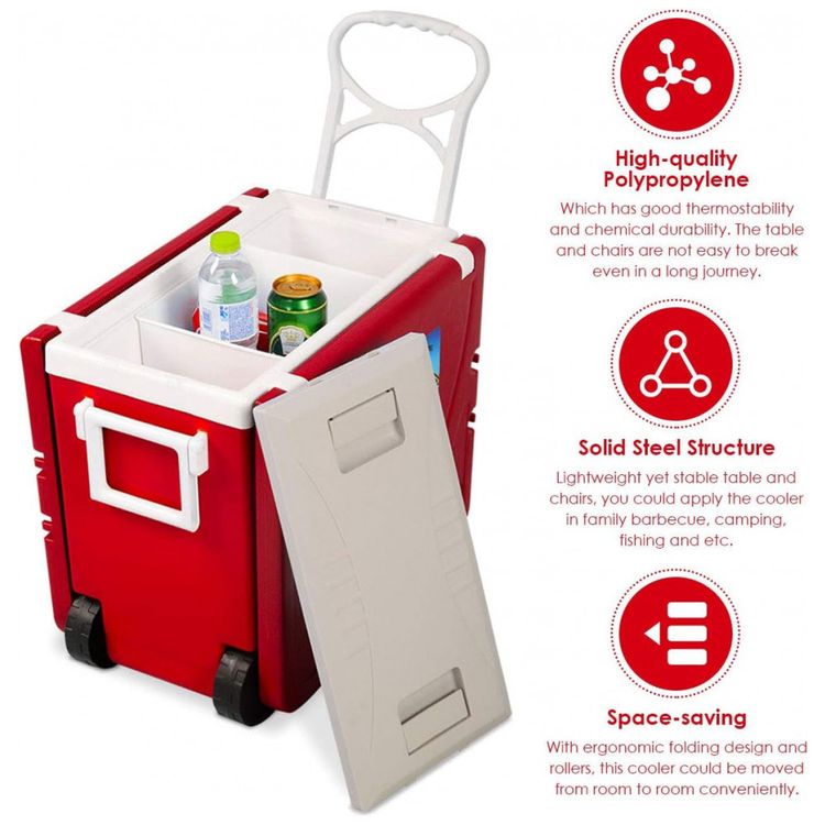 Multi-Funcao-Rolling-Cooler-Picnic-Camping-Outdoor-w-Mesa-e-foto-3