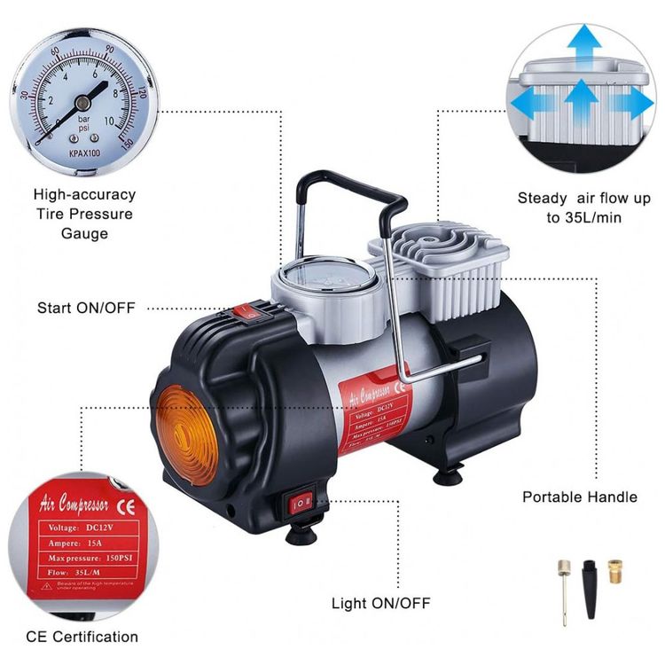 Compressor-de-Ar-Portatil-Profissional-LED-12V-150-PSI-para-foto-1