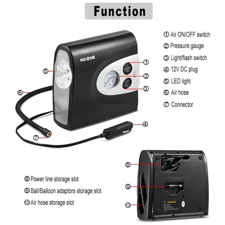 Compressor-de-Ar-Portatil-12V-DC-Luz-Led-150PSI-Carro-foto-1