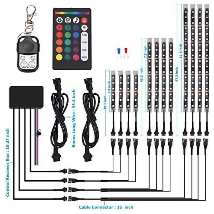 Luz-LED-Automotiva-Decorativa-Interna-Externa-12Pcs-em-foto-2