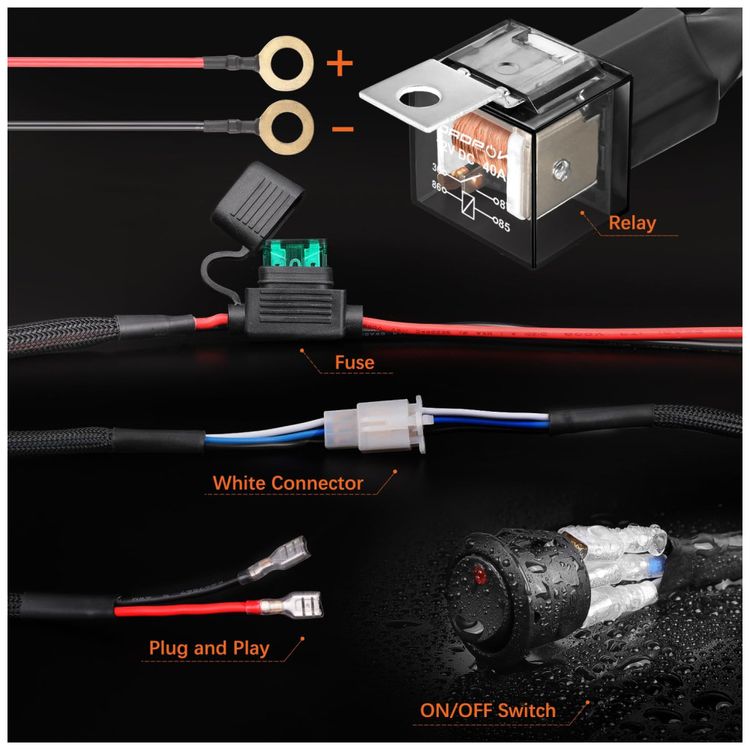 Farol-de-Milha-LED-Off-Road-Fios-de-Cobre-PVC-AWM-200W-12V-foto-1