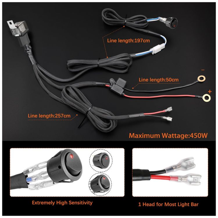 Farol-de-Milha-LED-Off-Road-Fios-de-Cobre-PVC-AWM-200W-12V-foto-2
