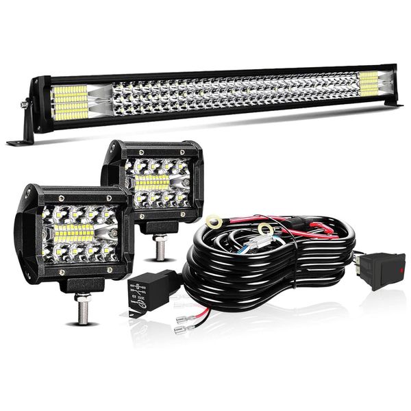 Farol-de-Milha-LED-Off-Road-Triple-Row-6000K-441W-Aluminio-foto-0