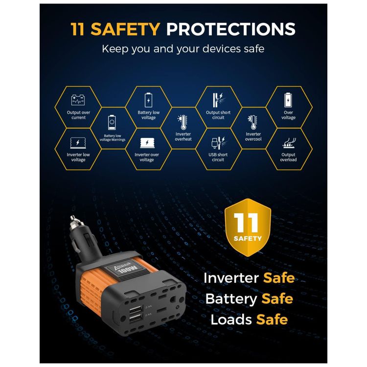 Inversor-de-Potencia-100W-DC-12V-para-AC-Tomada-AC-e-USB-foto-1