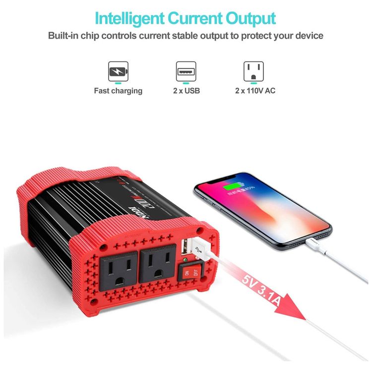 Inversor-de-Potencia-200W-12V-Para-AC-2-Tomadas-2-USB-foto-2