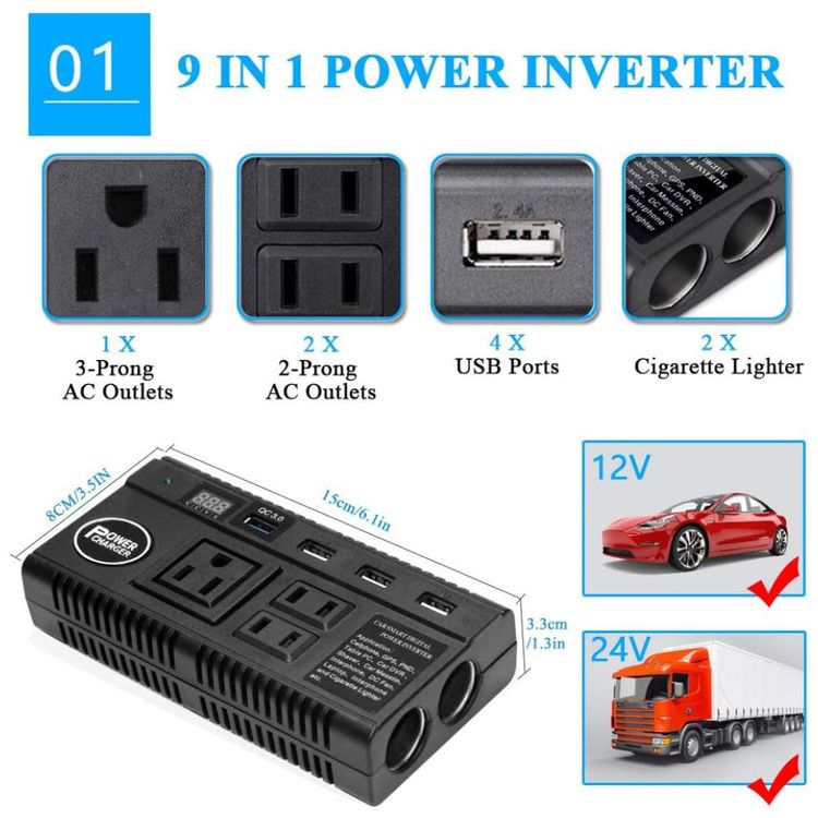 Inversor-de-Potencia-120W-DC-12V-24V-para-AC-3-Tomadas-AC-4-foto-1