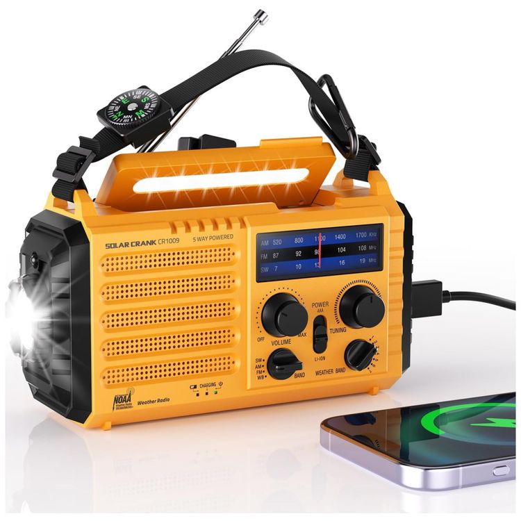 Radio-AM-FM-SW-e-NOAA-2000mAh-Bateria-Solar-Manivela-de-foto-0