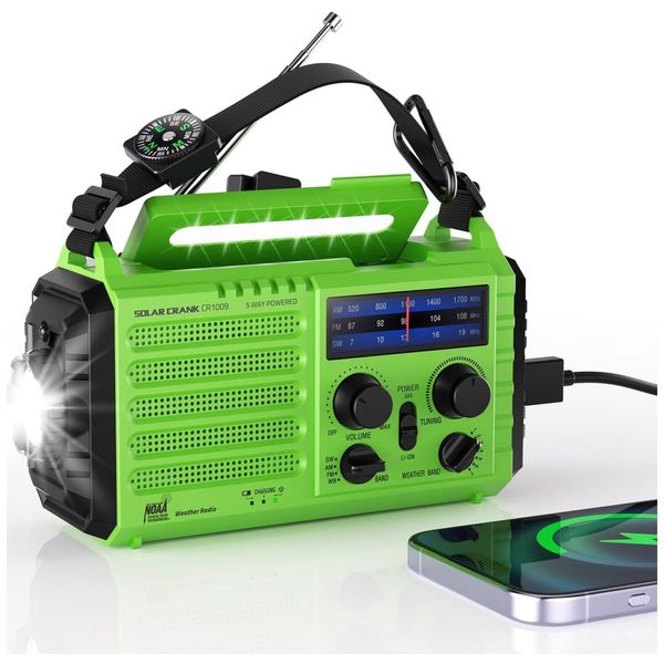 Radio-AM-FM-SW-e-NOAA-2000mAh-Bateria-Solar-Manivela-de-foto-0