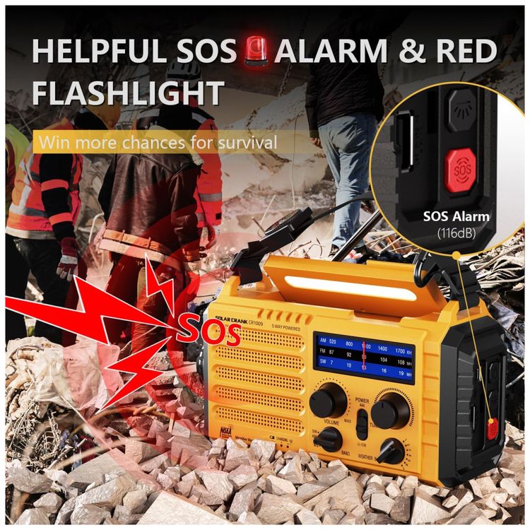 Radio-AM-FM-SW-e-NOAA-2000mAh-Bateria-Solar-Manivela-de-foto-3