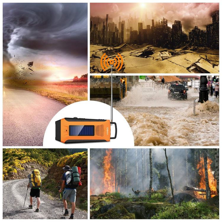 Radio-AM-FM-e-NOAA-2000mAh-Com-Bateria-Solar-ou-Manivela-de-foto-5