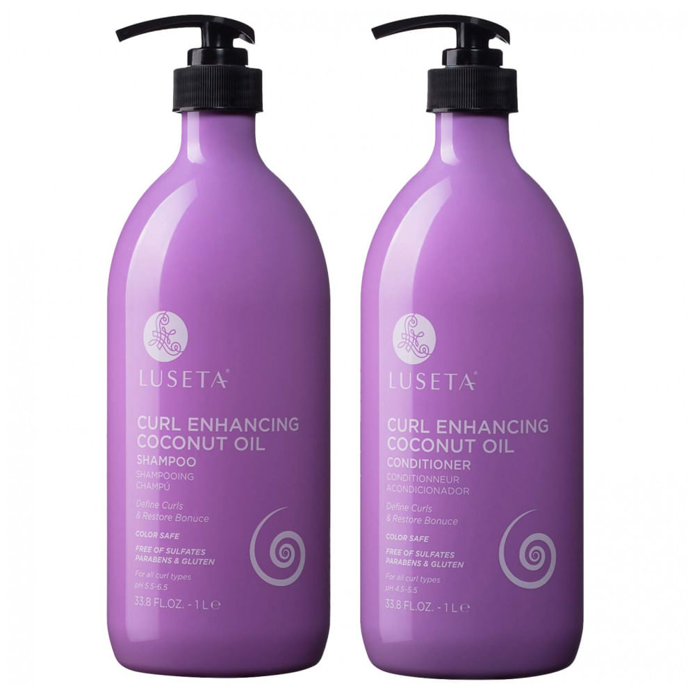 Kit Shampoo e Condicionador Óleo de Coco Para Cachos, L LUSETA, Violeta