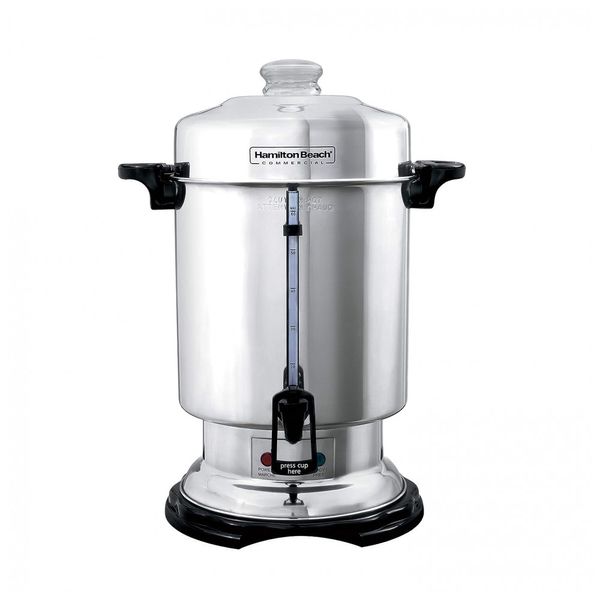 Cafeteira Elétrica Programável Urna em Aço Inoxidável Polido Capacidade de 60 Xícaras Janela de Água, HAMILTON BEACH D50065, Prateado