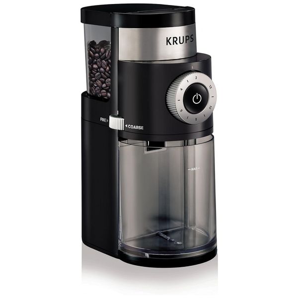 Moedor de Café Elétrico Profissional com Tamanho de Moagem e Quantidade de Xícaras, KRUPS 8000035978, Preto
