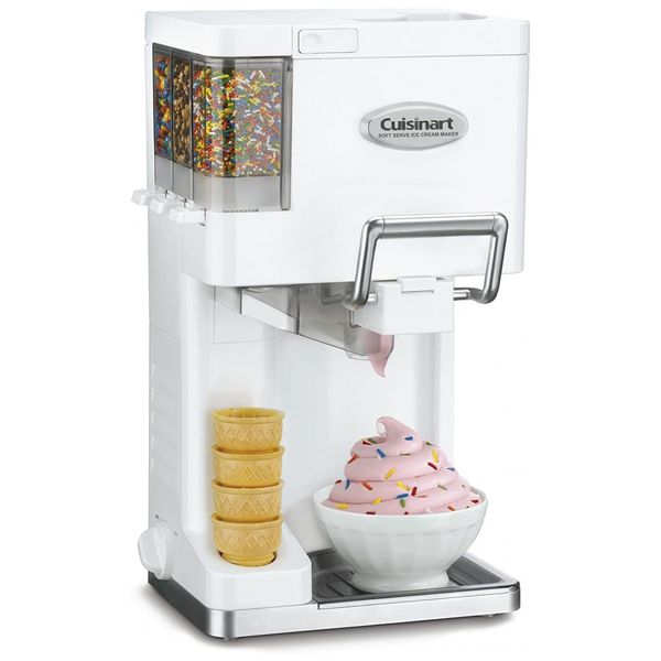 Sorveteira Com Recipientes para Condimento e Casquinha, CUISINART ICE 45, Branco