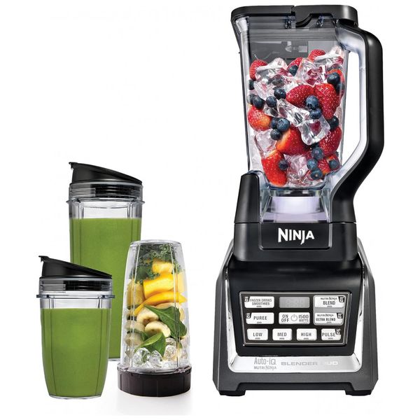 Liquidificador de Bancada 2L com Base Auto IQ e 3 Copos para Viagem, 110V 1200W,  NINJA BL642, Preto