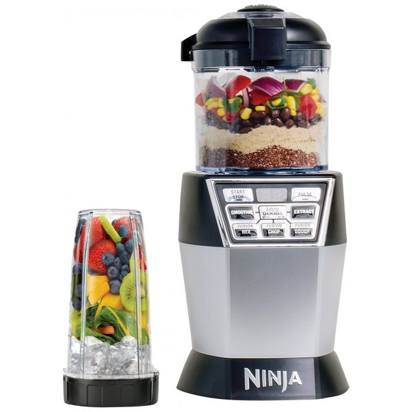 Liquidificador e Processador de Alimentos, Nutri Bowl Duo com Auto-iQ Boost, 110V 1200W, Ninja NN102, Preto e Prata