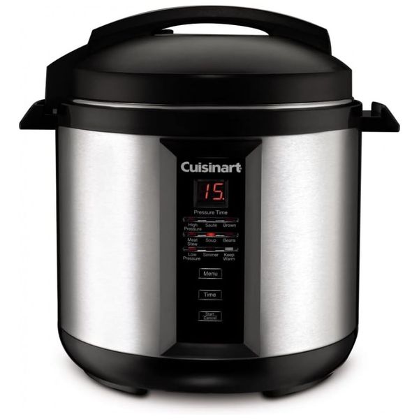 Panela de Pressão Elétrica 7.6 Litros, Aço Inoxidável, 110V 1300W, CUISINART CPC 800, Preta e Prata