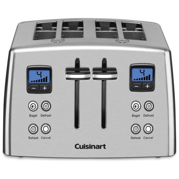 Torradeira de metal com contagem regressiva para 4 fatias, Aço inoxidável, CUISINART CPT 435C, Prateado