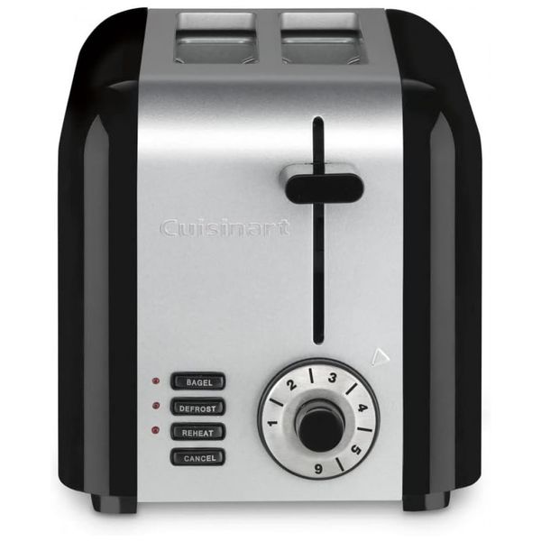 Torradeira Elétrica, Compacta em Inox, 2 Fatias, 110v, CUISINART CPT 320, Preto