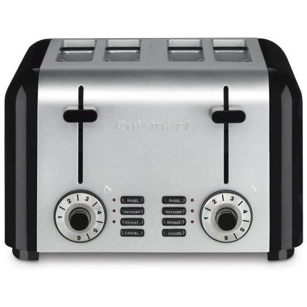 Torradeira Elétrica, Inoxidável, 4 Fatias, Inox Escovado, 110v, CUISINART CPT 340, Preto